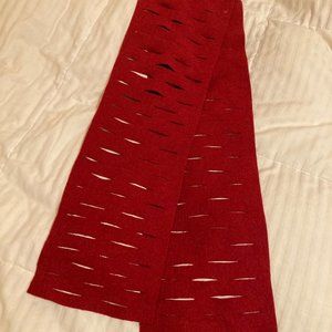 Designer red wool scarf, unisex
